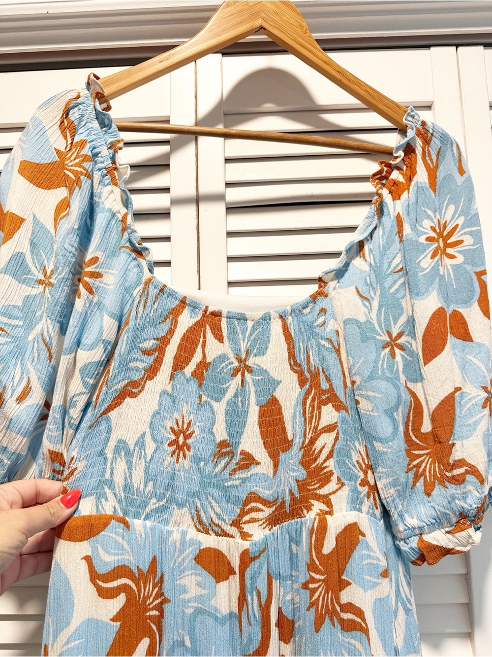 Vestique Hawaiian Escape Maxi Dress Blue Burnt Orange S - Picture 8 of 13